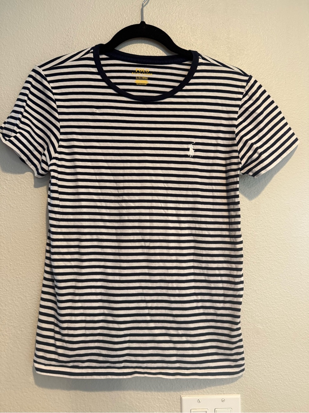 Polo by Ralph Lauren Navy and White Striped Short Sleeve Tee